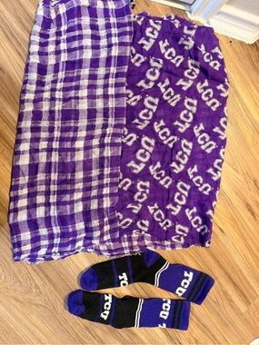 TCU scarf and crew socks